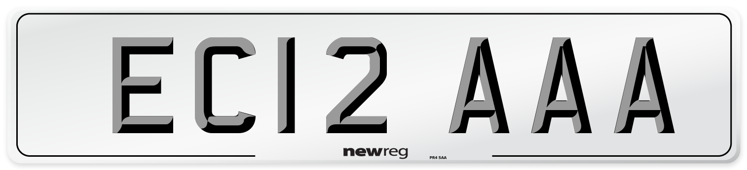EC12 AAA Number Plate from New Reg